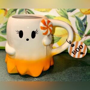 Cute Candy Corn Ghost Mug NWT